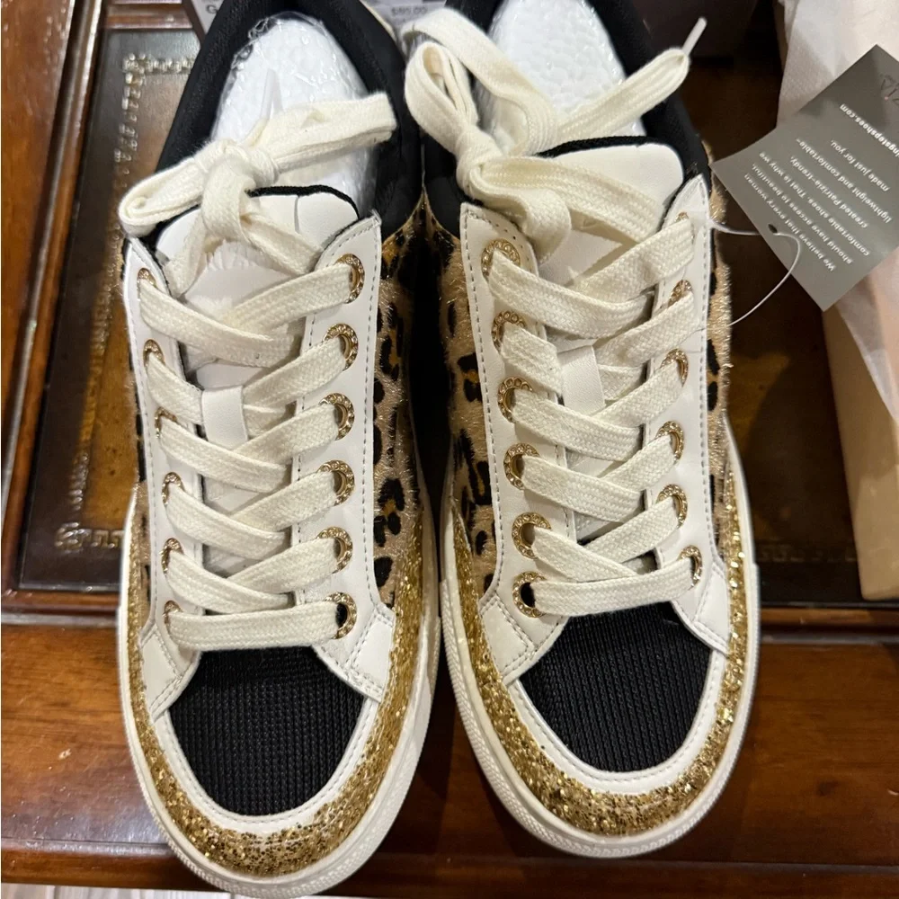 Patrizia Spring Step Leopard and Gold Glitter Sneakers - Picture 8 of 10